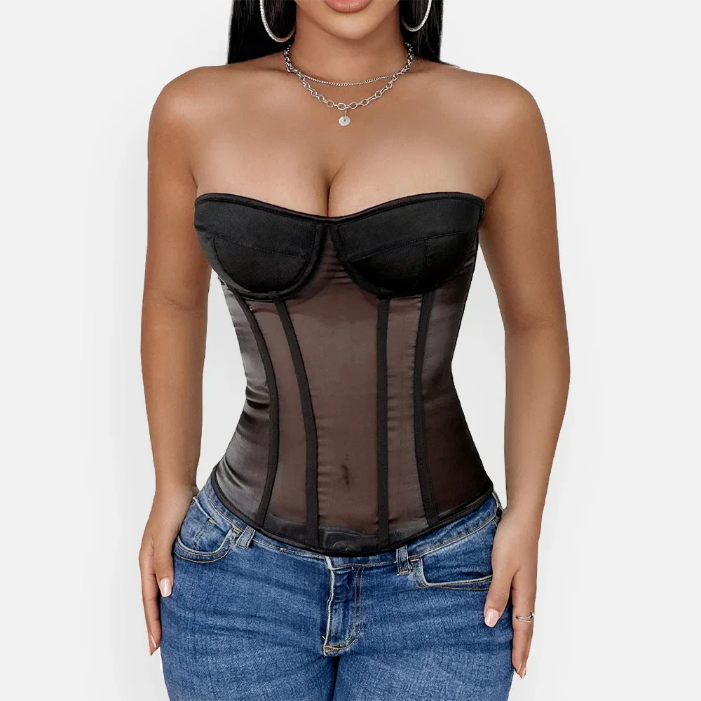 Bustier corset transparent noir - Vue principale
