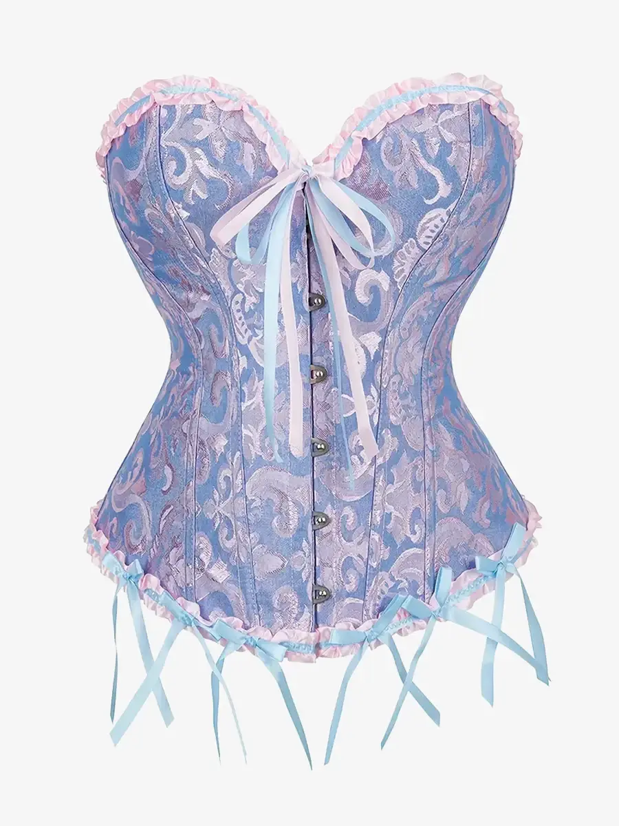 Corset Bleu et Rose Satin Degrade Bretelles