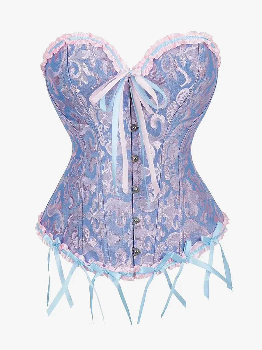 Corset Bleu et Rose Satin Degrade Bretelles - Vue principale