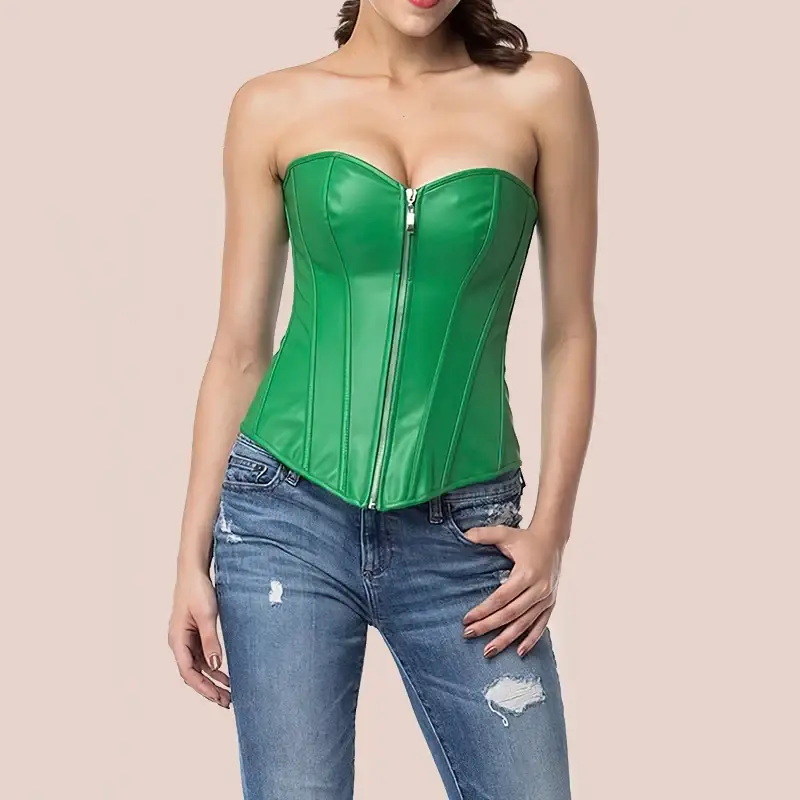 Corset Vert Costume avec Zip Devant