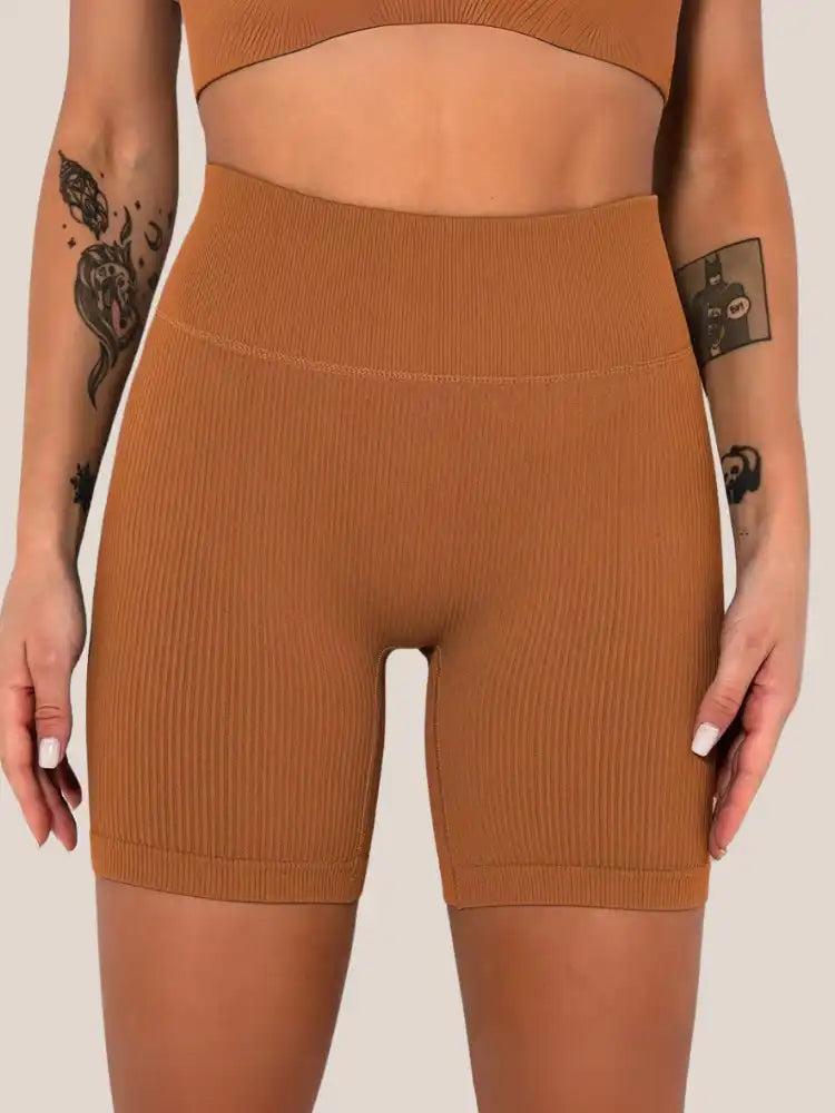 Cuissard Cycliste Brun Caramel Côtelé Taille Haute